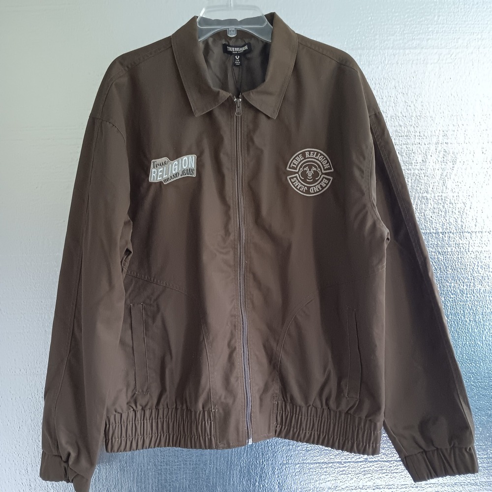 True Religion Workwear Jacket Mens Large Brown NWT Cotton Full Zip 700749